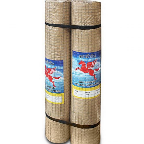 ตาข่ายสี่เหลี่ยมลวดกรงไก่ชุบกัลวาไนซ์ ตราม้าบิน กว้าง 90 ซม. ยาว 25 เมตร น้ำหนักประมาณ 5.5 กก./ม้วน