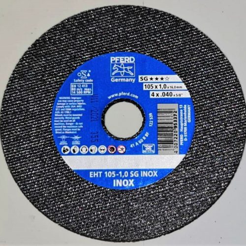 PFERD แผ่นตัดบาง 4″ ตัดสเตนเลส 1.0มม. (105×1.0x16.0) EHT 105-1,0 A 60 R SG-INOX