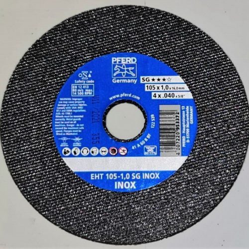 PFERD แผ่นตัดบาง 4″ ตัดสเตนเลส 1.0มม. (105×1.0x16.0) EHT 105-1,0 A 60 R SG-INOX